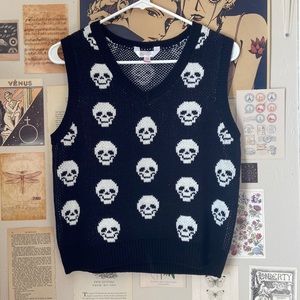 NWOT Black Knit Skeleton Vest